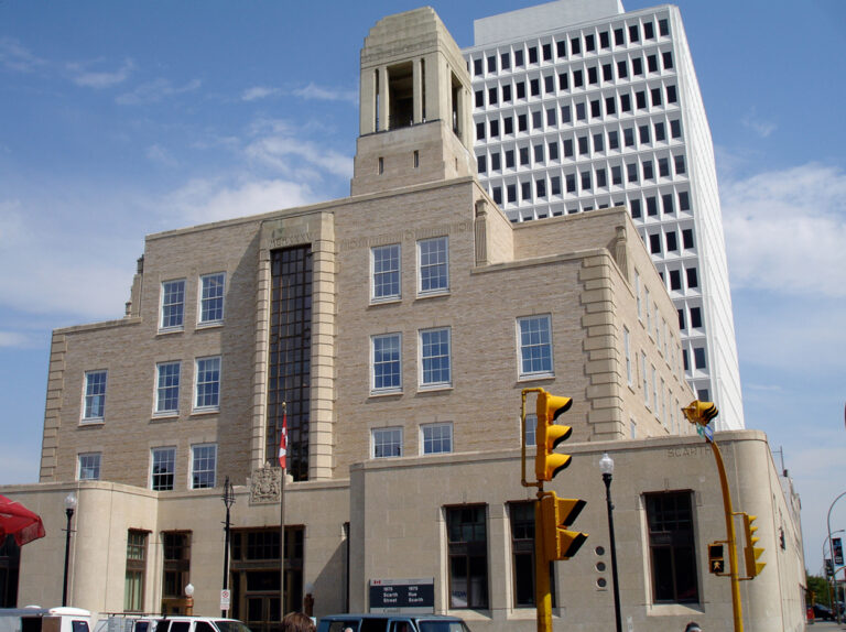Seen here in 2012, the distinctive 1935 Federal Building is primarily Stripped Classical in style.